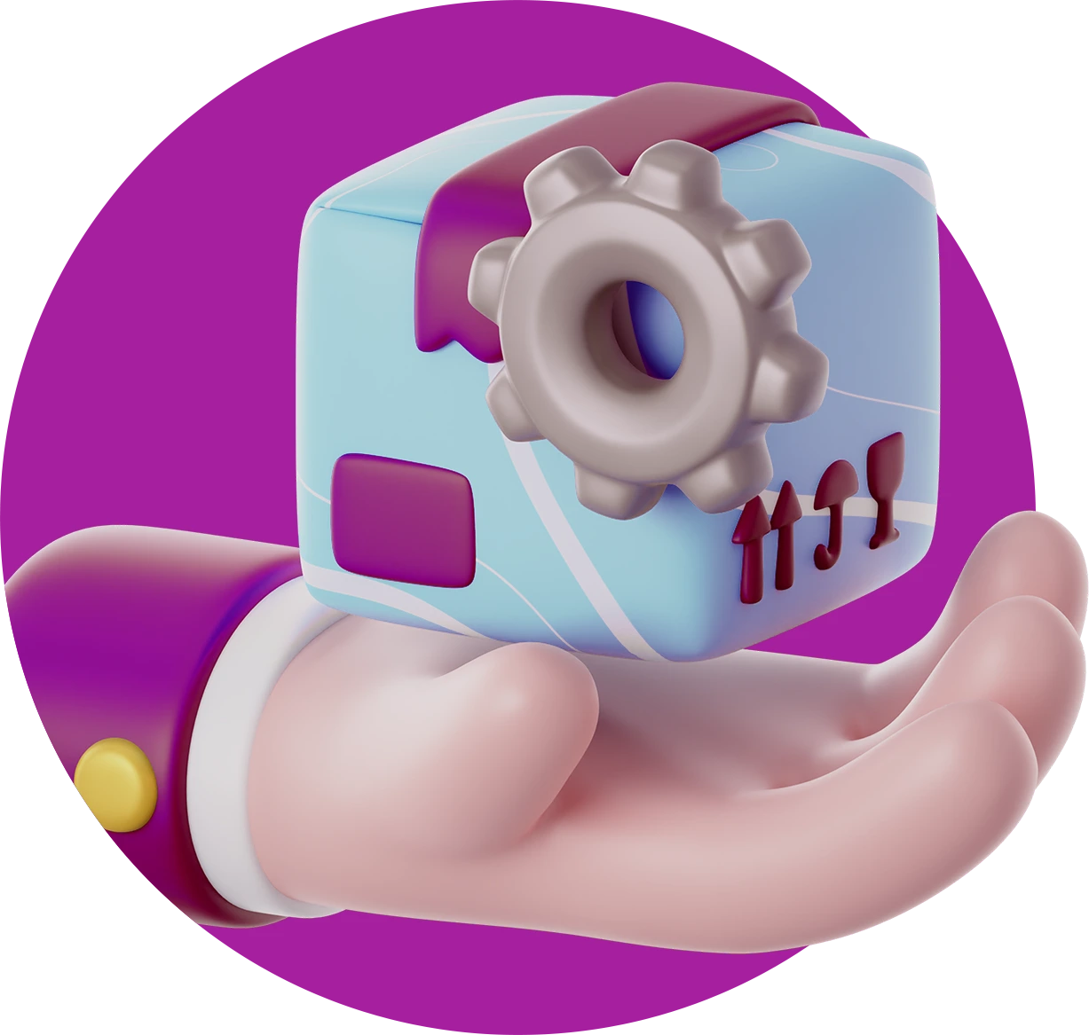 3D settings icon in hand