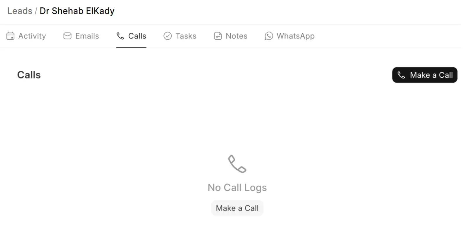 See all the calls made and received from this lead within the CRM