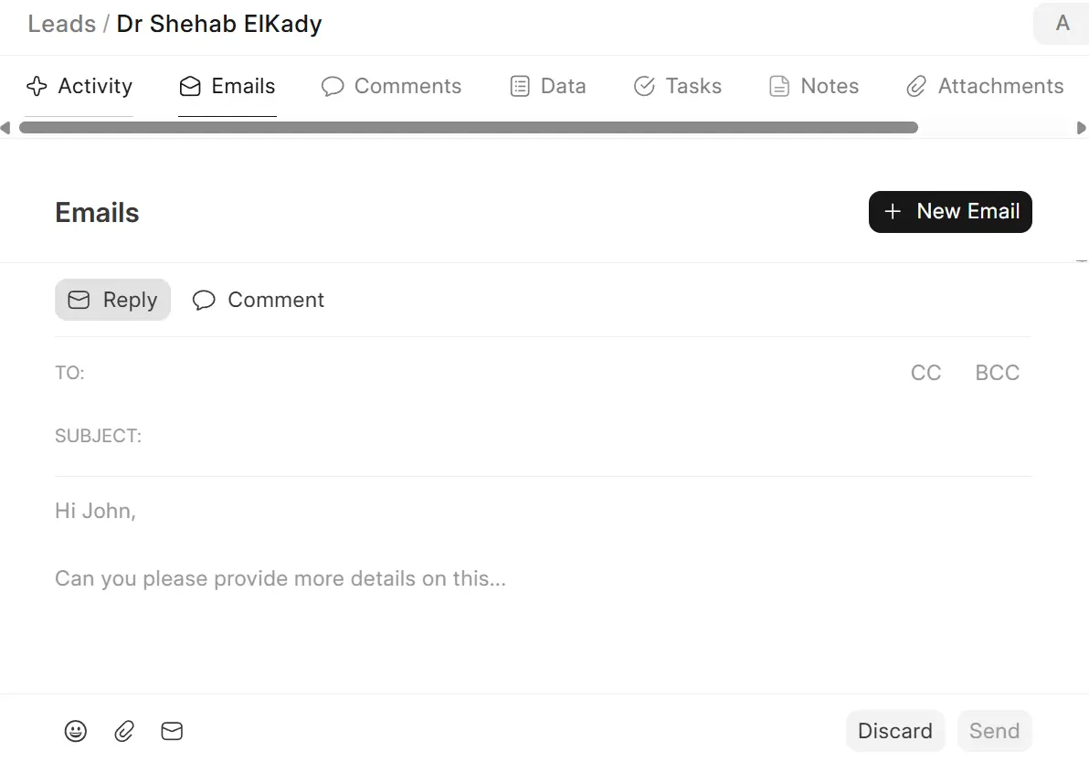 Gmail Email Conversation built-in inside the CRM
